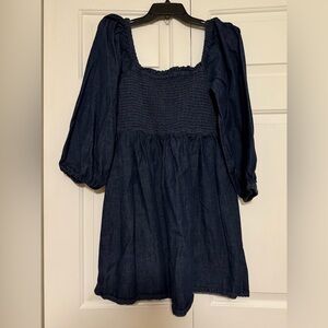 J. Crew Denim Blue Smocked Top